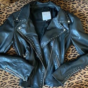 ZARA STUDDED GENUINE LEATHER MOTO JACKET SIZE SMALL